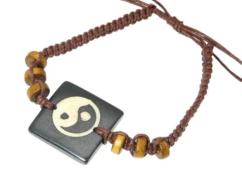 Yin yang armband kordel - yin,